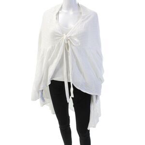 La Belle Ile Saint Barth Womens Short Sleeve Tie Front Striped Cover Up White OS